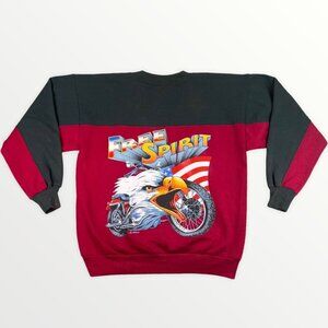 Vintage Mens M Colorblock Eagle Motorcycle Myrtle Beach Sweatshirt Crewneck
